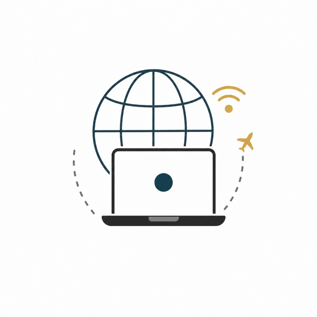 Icono de visado nómada digital en España para profesionales que trabajan en remoto desde el extranjero.